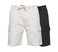 Crosshatch Mens Kathos Cargo Shorts (Pack of 2) - White/Black - 3XL - White/Black - 98% Cotton/2% Elastane