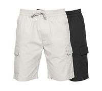 Crosshatch Mens Kathos Cargo Shorts (Pack of 2) - White/Black - XXL - White/Black - 98% Cotton/2% Elastane