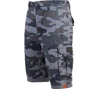 Crosshatch Mens Knee Length Combat Cargo Chino Cotton Shorts [Charcoal Camo (Guanma), 34]