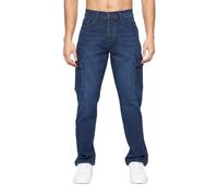 Crosshatch Mens Kremtap Cargo Jeans, Dark Wash, 34 Regular