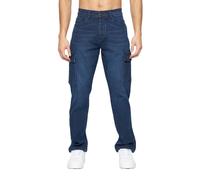Crosshatch Mens Kremtap Cargo Jeans - Dark Wash - Dark Wash - 34R - 98% Cotton/2% Elastane