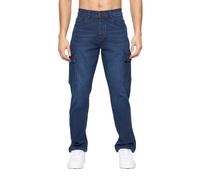 Crosshatch Mens Kremtap Cargo Jeans (Dark Wash) - Navy/Blue - Size 32R