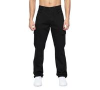 Crosshatch Mens Kremtap Cargo Jeans (Solid Black) - Black & Off-White - Size 30R