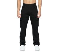 Crosshatch Mens Kremtap Cargo Jeans - Solid Black - Solid Black - 30R - 98% Cotton/2% Elastane