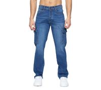 Crosshatch Mens Kremtap Cargo Jeans (Stone Wash) - Navy/Blue - Size 30R