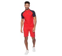 Crosshatch Men's Matching Shorts Set - 2 Piece Summer Outfit, Short Sleeve Polo Shirt & Shorts Twin Set Tracksuit for Casual Beachwear Red S