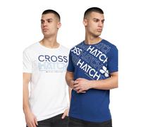 Crosshatch Mens Morland T-Shirt (Pack of 2) (Navy/White) Cotton - Size Small