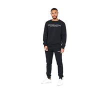 Crosshatch Mens 'NOMA-CRU' Everyday Essential Full Tracksuit Set Long Sleeve Crew Neck Sweat with Jogger Bottoms (Black, S)