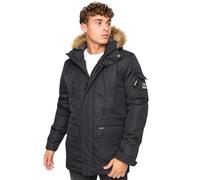 Crosshatch Mens Padded Parka Shower Resistant Fur Hood Winter Coat Jacket by JeanBase Black - Parka XL