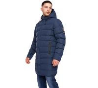Crosshatch Mens Padded Parka Shower Resistant Fur Hood Winter Coat Jacket by JeanBase Navy - Long M
