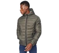 Crosshatch Men's Padded Quilted Puffer Shower Resistant Jacket with Zip Pockets Hood and Pockets Winter Coat by JEANBASE Olive XXL