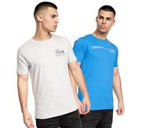 Crosshatch - Mens 'PENTAN' Multipack T-Shirt Essentials 2 Pack Tees (XL, Blue/Grey)