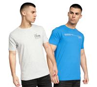 Crosshatch Mens Pentan T-Shirt (Pack of 2) - Blue/Grey - S - Blue/Grey
