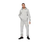 Crosshatch Mens Plain Hoodie Casual Hooded Sweatshirt Overhead Pullover (L/Apollos-GREY MARL)