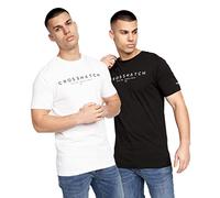 Crosshatch Men's Premium Half Sleeve Crew Neck T-Shirt with Letter Print Logo Design(S,White/Black - DICEHOUES)