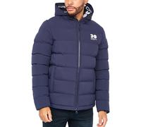 Crosshatch Mens Puffer Heavy Padded Fleece Lined Coat Jacket Fur Hooded Bubble, Navy, L
