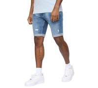 Crosshatch Mens Riptrey Abraised Denim Scratch Shorts - Blue - 38R - Blue - 100% Cotton