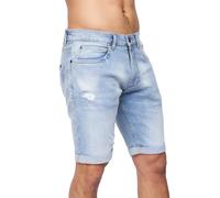 Crosshatch Mens Riptrey Abraised Denim Shorts (Light Wash) - Medium Blue Cotton - Size 34 Regular