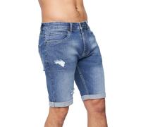 Crosshatch Mens Riptrey Abraised Denim Shorts (Mid Wash) - Medium Blue Cotton - Size 34 Regular