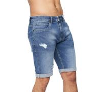 Crosshatch Mens Riptrey Abraised Denim Shorts - Mid Wash - Mid Wash - 34R