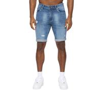 Crosshatch Mens Riptrey Denim Distressed Shorts - Blue - 40R - Blue - 100% Cotton