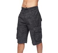 Crosshatch Mens Shorts Cargo Combat Camo Zipper Army Long Military Knee Length Men Zip Up Regular Fit Multi Pockets Cotton Pants Grey - Camo 34
