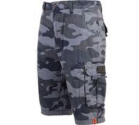 Crosshatch Mens Shorts Cargo Combat Camo Zipper Army Long Military Knee Length Men Zip Up Regular Fit Multi Pockets Cotton Pants Charcoal Camo 36