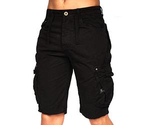 Crosshatch Mens Shorts Cargo Combat Camo Zipper Army Long Military Knee Length Men Zip Up Regular Fit Multi Pockets Cotton Pants Black - ChaseforthMve 40