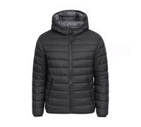 Crosshatch Mens Shower Resistant Lightweight Hooded Padded Quilted Zip Pockets Winter and Summer Jacket Coat Black M