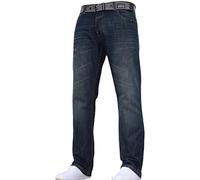 Crosshatch Mens Straight Leg Fashion Jeans Trousers Regular Fit Stylish Branded Denim by JeanBase Darkwash 32W X 34L