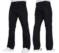 Crosshatch Mens Stretch Boot Cut Leg Flared Classic Retro Denim Jeasn by JeanBase Black 36W X 32L