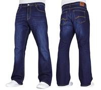 Crosshatch Mens Stretch Boot Cut Leg Flared Classic Retro Denim Jeasn by JeanBase Dark Wash 36W X 32L