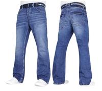 Crosshatch Mens Stretch Bootcut Fit Fashion Jeans Trousers Free Belt Stylish Branded Denim by JeanBase Stonewash 32W X 32L
