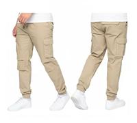 Crosshatch Men's Stretch Cargo Jogger Pants - Drawstring Waist, Cuffed Ankles, 6-Pocket Utility Design Stone XXL