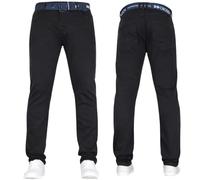Crosshatch Mens Stretch Slim Fit Jeans Denim Designer Trousers Branded Pants Free Belt by JeanBase Black 36W X 32L