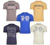 Crosshatch Men's T-Shirt 5 Pack T-Shirt Multipack Short Sleeve Crew Neck Cotton Tee - Casual Holiday Printed Tee - Regular Fit Basic Printed Tee Bundle S Multicolour