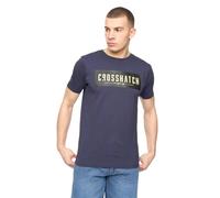 Crosshatch Mens T-Shirt Crew Neck Short Sleeve Tee Designer Print Cotton Top Blue Night L