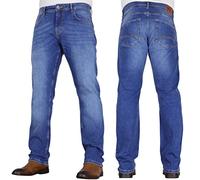 Crosshatch Mens 'Tarrow' Straight Leg Stretch Denim Jean with Designer Belt by JeanBase Mid Wash (Without Belt) 32W X 34L