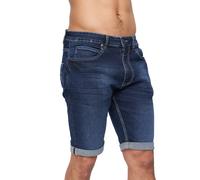 Crosshatch Mens Tonwin Denim Embossed Shorts (Dark Wash) - Navy/Blue Cotton - Size 34 Regular
