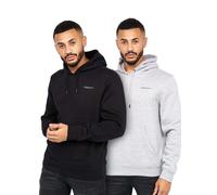 Crosshatch Mens Traymax Two Pack Hoodies Black/Grey Marl S