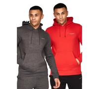 Crosshatch Mens Traymax Oversized Hoodie (Pack of 2)S Red/Charcoal BG678