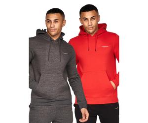 Crosshatch Mens Traymax Oversized Hoodie (Pack of 2)S Red/Charcoal BG678