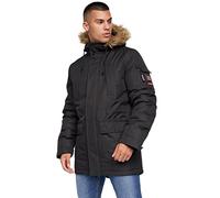 Crosshatch Mens Waterproof Parka Shower Resistant Padded Fur Hood Winter Coat Jacket by JeanBase Black L