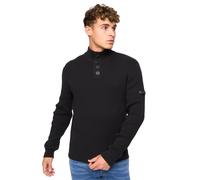 Crosshatch Mens Wellburys Chunky Knit Jumper (Black) Cotton - Size Large