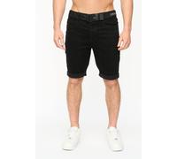 Crosshatch Men's Youlgreeve Stretch Denim Shorts with Canvas Belt in Black | Size: 36 Crosshatch Black 36