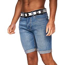 Crosshatch New Mens Denim Short Combat Casual Cargo Multi Pockets AW2022, Light Wash - Reestier, 30W