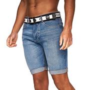 Crosshatch New Mens Denim Short Combat Casual Cargo Multi Pockets AW2022, Light Wash - Reestier, 32W