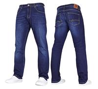 Crosshatch New Mens Stretch Straight Leg Classic Regular Fit Basic Denim Jeans by Jeanbase Dark Wash 40W X 30L