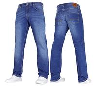 Crosshatch New Mens Stretch Straight Leg Classic Regular Fit Basic Denim Jeans by Jeanbase Mid Wash 34W X 30L