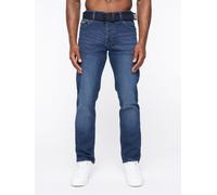 Crosshatch Princed Men's Classic 5-Pocket Cotton Stretch Jeans with Branded Belt in Dark Blue | Size: 30R Crosshatch Dark Blue 30R